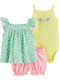 Carter's Baby Bodysuit Set Sleeveless with Shorts Yellow 3pcs
