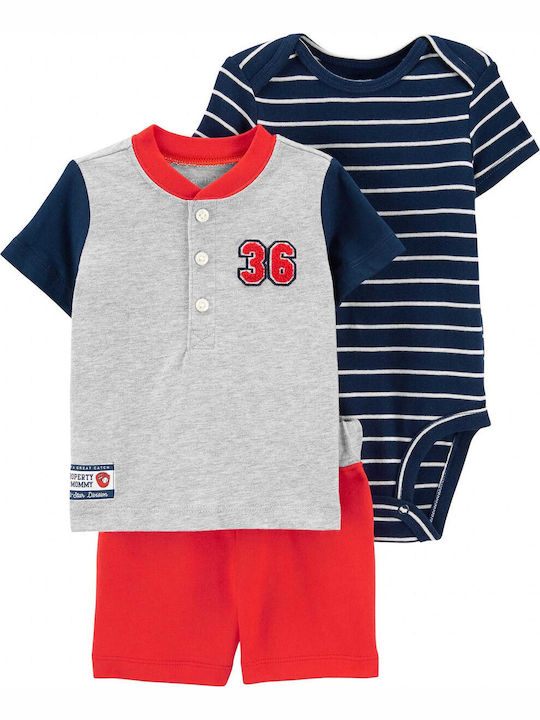 Carter's Baby Bodysuit Set Short-Sleeved with Shorts Navy Blue 3pcs