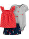 Carter's Baby Bodysuit Set Short-Sleeved with Shorts Gray 3pcs