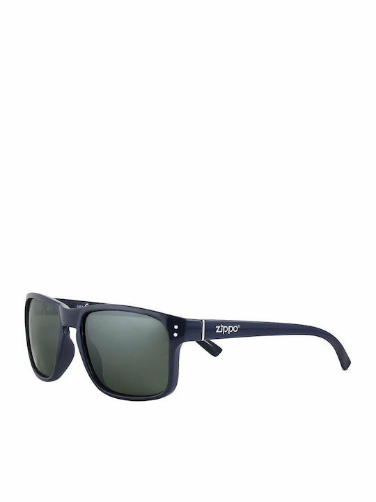 Zippo Men's Sunglasses with Navy Blue Plastic Frame and Black Polarized Lens OB78-03