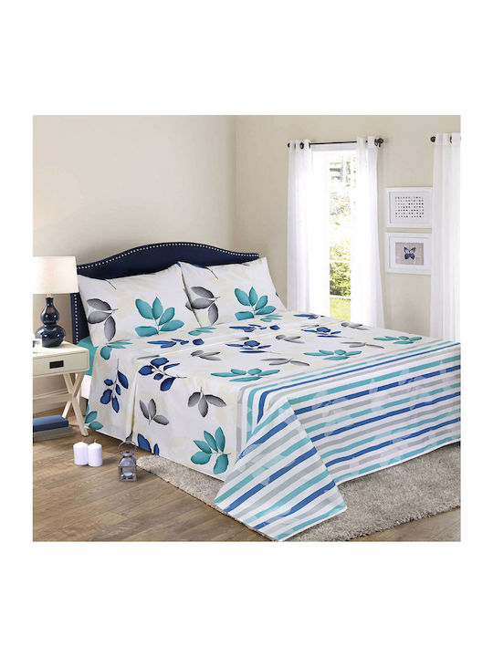 Lino Home Fleri Κουβερλί Μονό Βαμβακερό Aqua 160x240cm