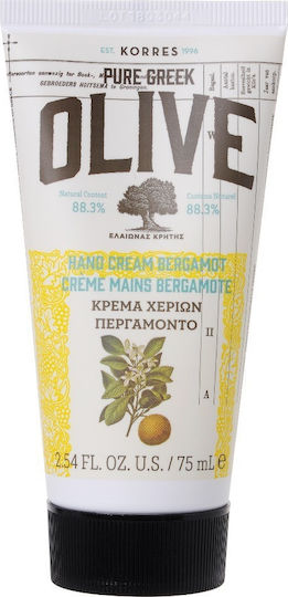 Korres Pure Greek Olive cu bergamot Crema de mâini hidratantă 75ml