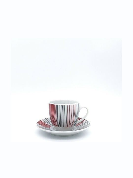 Lines Porcelain Coffee Cup Set White 6pcs