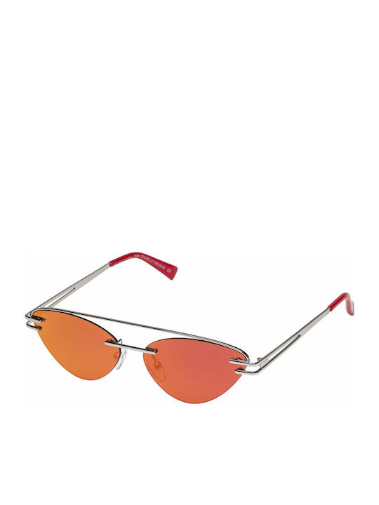 Le Specs The Coupe Metallic Damen Sonnenbrille mit Silber Metall Gestell und Silber Spiegel Linse LAS1902808