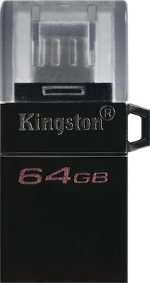 Kingston DataTraveler microDuo 3.0 G2 64GB USB 3.0 Stick με σύνδεση USB-A & micro USB-B Μαύρο