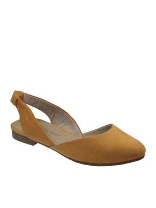 Marco Tozzi Leather Women's Flat Sandals Anatomic in Yellow Color