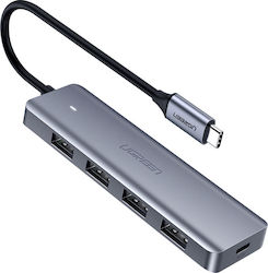 Ugreen CM219 USB 3.0 Hub 5 Θυρών με σύνδεση USB-C Γκρι