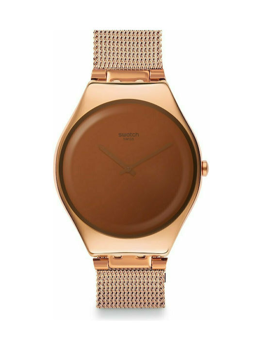 Swatch Uhr mit Rose Gold Metallarmband