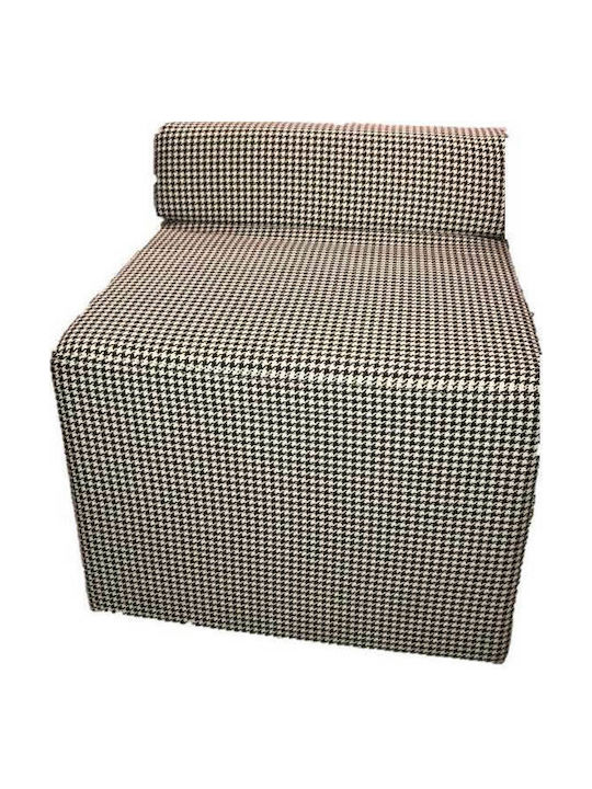 Stool For Living Room with Backrest Upholstered with Fabric Fly Black 55x55x30cm