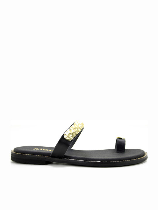 Ragazza Leather Women's Flat Sandals in Black Color