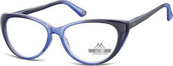 Montana Eyewear MR64 Women's Reading Glasses +3.00 in Blue color MR64C