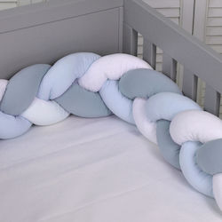 Baby Oliver Braided Crib Bumper Inside Light Bl...