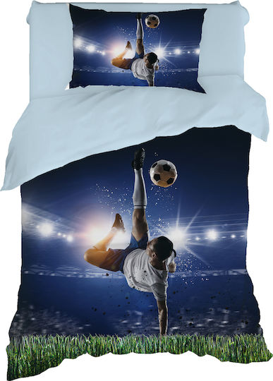 Viopros Bettwäsche-Set Einzel Baumwolle Weltmeisterschaft Blue 160x260cm 3Stück
