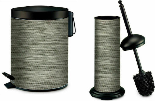 Marva 812012S Metallic Toilet Brush and Basket Set 5lt Gray