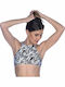High Neck Bikinioberteil Tierdruck Schwarz