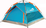 Solart Automatisch Sommer Campingzelt Iglu Blau für 4 Personen 210x210x135cm.