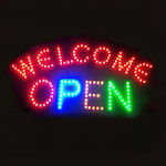 Welcome Open LED Signs with Motion One - Sided 50x26cm