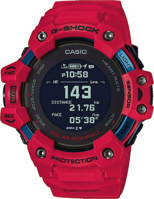 Casio GBD-H1000 Waterproof Smartwatch with Heart Rate Monitor (Red Rubber Strap)