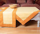 Silk Fashion Tablecloth Cotton with Embroidery Set Bg17 Orange-Yellow 140x180cm