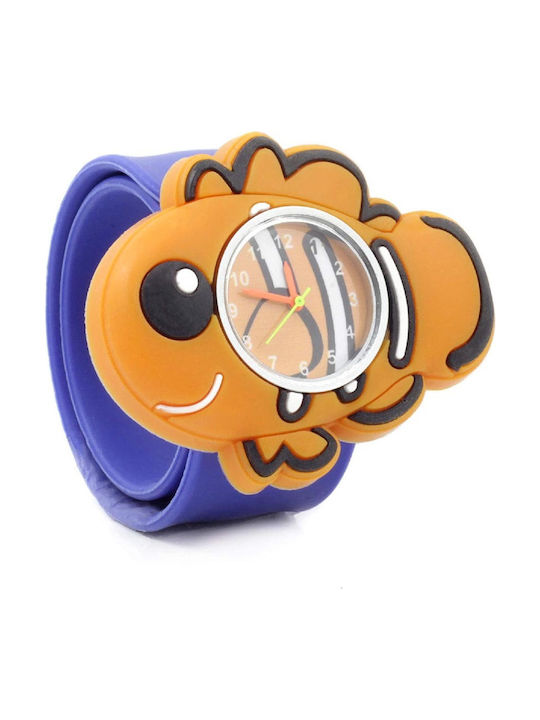 Wacky Slap 3D Clown Fish Kinder Analoguhr mit Kautschuk/Plastik Armband Orange