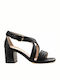 Paola Ferri Women's Sandals Black with Chunky High Heel