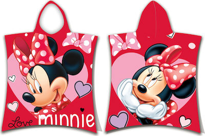 Dimcol Kinder Strandponcho Minnie Rot 115 x 50cm.