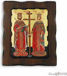 Saint Constantine and Saint Helen Wooden Icon 16x13cm