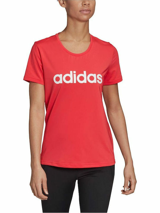 Adidas Design 2 Move Αθλητικό Γυναικείο T-shirt Core Pink με Στάμπα