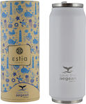 Estia Travel Cup Save the Aegean Ποτήρι Θερμός Ανοξείδωτο BPA Free Pure White 500ml με Καλαμάκι