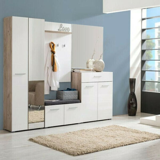 Beny Kom 760 Wooden Shoe Organizer Grey Oak-White lacquer 79x35x45cm
