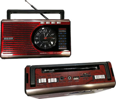 Meier M-41BT Tabletop Radio Rechargeable with Bluetooth and USB Red