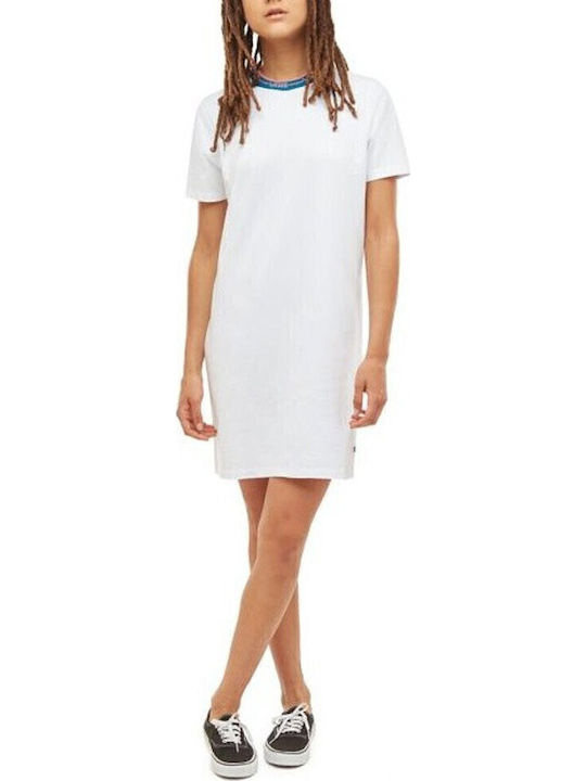 Lustiges Sommer Mini T-Shirt Damenkleid Gestrickt Weiß