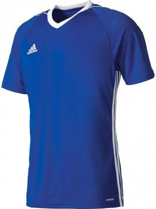 Adidas Tiro 17 Jersey Men's Athletic T-shirt Short Sleeve with V-Neck Blue