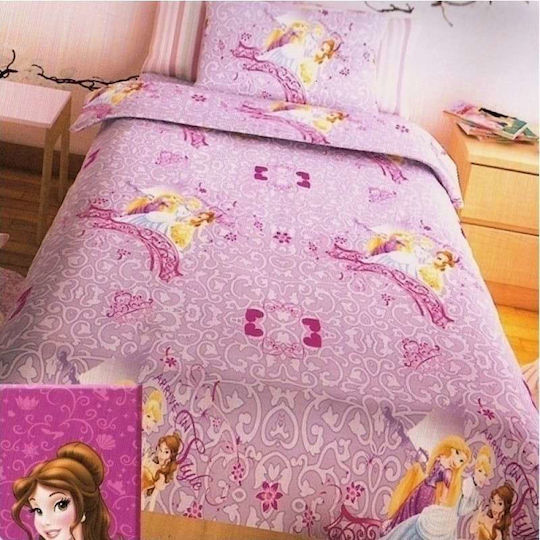 Sunshine Комплект чаршафи Единично Памучни Princess Люляк 155x260см 3бр