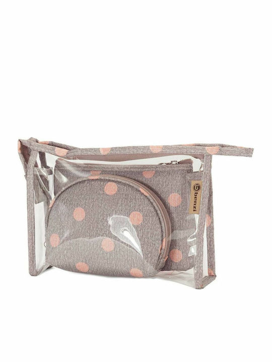 Benzi Set Toiletry Bag Grey with Transparency 24cm