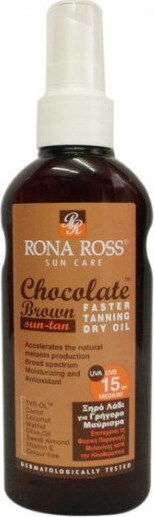 Rona Ross Schokoladenbraune Sonnencreme Öl für den Körper SPF15 Spray 160ml