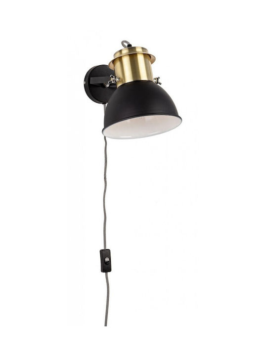 Bizzotto Brooklyn Lamp Wall Socket Black 19x30cm