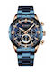 Curren Watch Chronograph Battery with Blue Metal Bracelet
