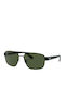 Ray Ban Men's Sunglasses with Black Metal Frame and Green Lens