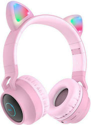 Hoco W27 Cat Ear Ασύρματα/Ενσύρματα On Ear Παιδικά Ακουστικά με 5 ώρες Λειτουργίας Ροζ