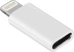 Convertor Fulgerul masculin în USB-C feminin Argintiu Alb
