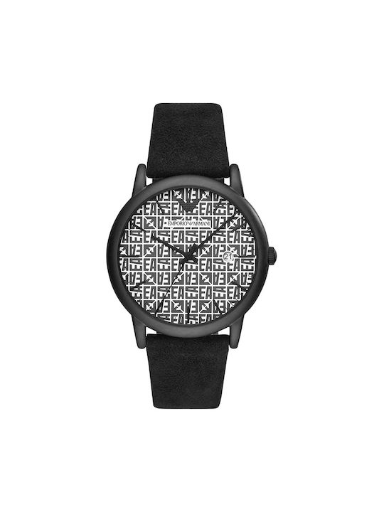 Emporio Armani Watch Battery with Black Leather...