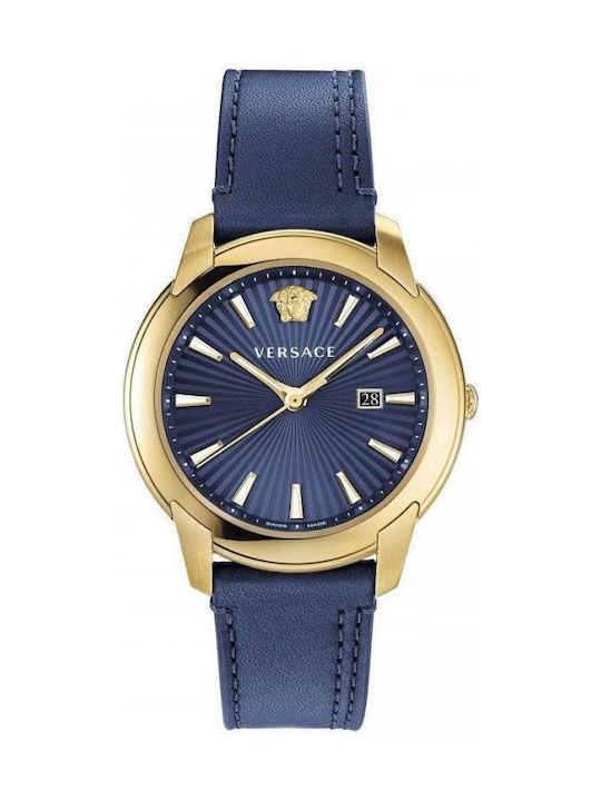 Versace Watch Battery with Blue Leather Strap VELQ00319