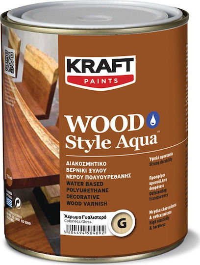 Kraft Wood Style Aqua Лак за повърхност Полиуретан за Вода Безцветен Мат 750мл