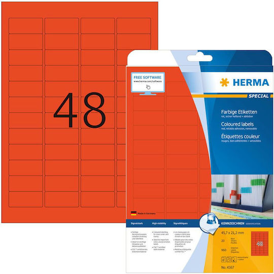 Herma 960 Самозалепващи A4 етикети 45.7x21.2мм
