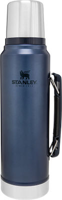 Stanley Classic Legendary Bottle Bottle Thermos Stainless Steel BPA Free Blue 1lt with Cap-Cup and Handle 10-08266-017