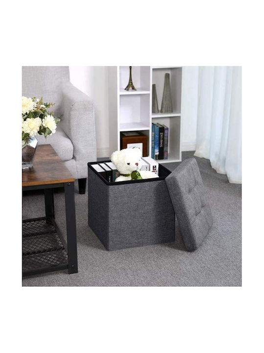 Stool For Living Room With Storage Space Upholstered with Fabric Gray 38x38x38cm