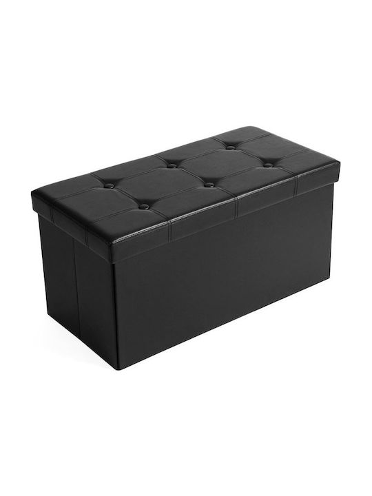 Hocker Bankhocker mit Stauraum Mit Kunstleder bezogen Black 1Stück 76x38x38cm