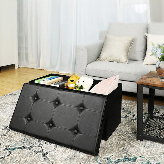 Bench Stool With Storage Space Black 76x38x38cm