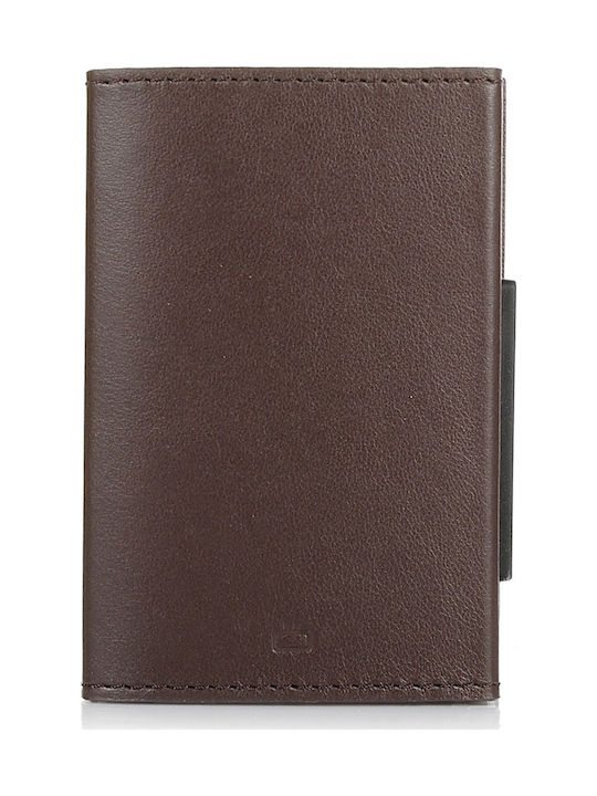Cascade Men's Leather Card Wallet with RFID και Slide Mechanism Brown